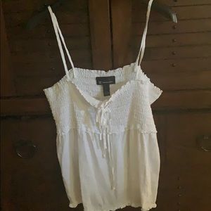 INC International Concepts Linen ruffled tank